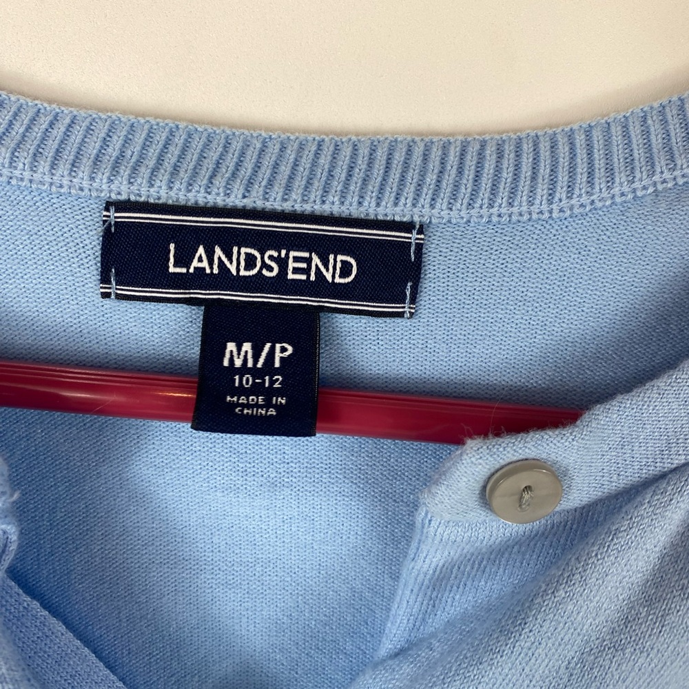 Lands' End Women's Soft Blue Cardigan Medium - Picture 2 of 5